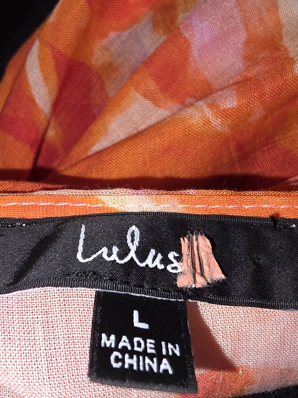 Lulus Sunny Demeanor Orange Floral Linen Blend Romper Long Sleeve Drawstring L - Picture 10 of 11